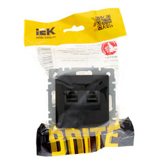 Розетка компьютерная IEK Brite РК10-2-БрЧ встраиваемая черная 2хRJ45 (BR-K20-1-K02) - фото 3