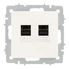 Розетка компьютерная IEK Brite РК10-2-БрБ встраиваемая белая 2хRJ45 (BR-K20-1-K01)