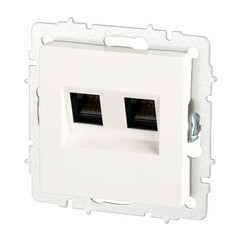 Розетка компьютерная IEK Brite РК10-2-БрБ встраиваемая белая 2хRJ45 (BR-K20-1-K01) - фото 4