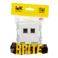 Розетка компьютерная IEK Brite РК10-2-БрБ встраиваемая белая 2хRJ45 (BR-K20-1-K01) - фото 3