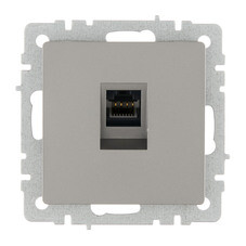 Розетка компьютерная IEK Brite РК10-БрС встраиваемая сталь (BR-K10-1-K46)