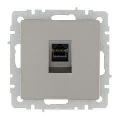 Розетка компьютерная IEK Brite РК10-БрС встраиваемая сталь (BR-K10-1-K46) - фото 1