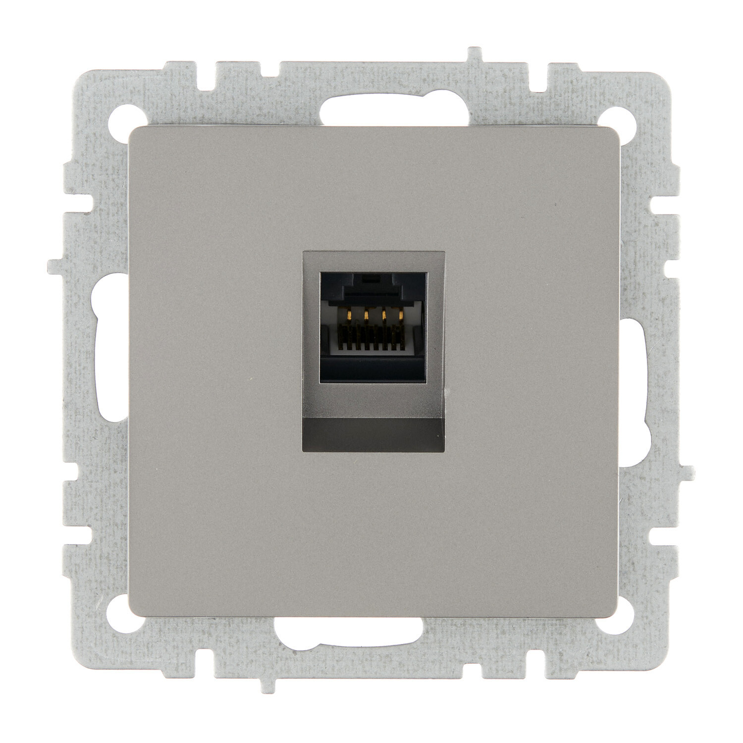 

Розетка компьютерная IEK Brite РК10-БрС встраиваемая сталь (BR-K10-1-K46)