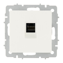 Изображение товара Розетка компьютерная IEK Brite РК10-БрБ встраиваемая белая (BR-K10-1-K01)