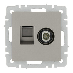 Изображение товара Розетка телевизионная/ компьютерная IEK Brite РТВ-РК12-БрС встраиваемая сталь (BR-AK20-1-K46)