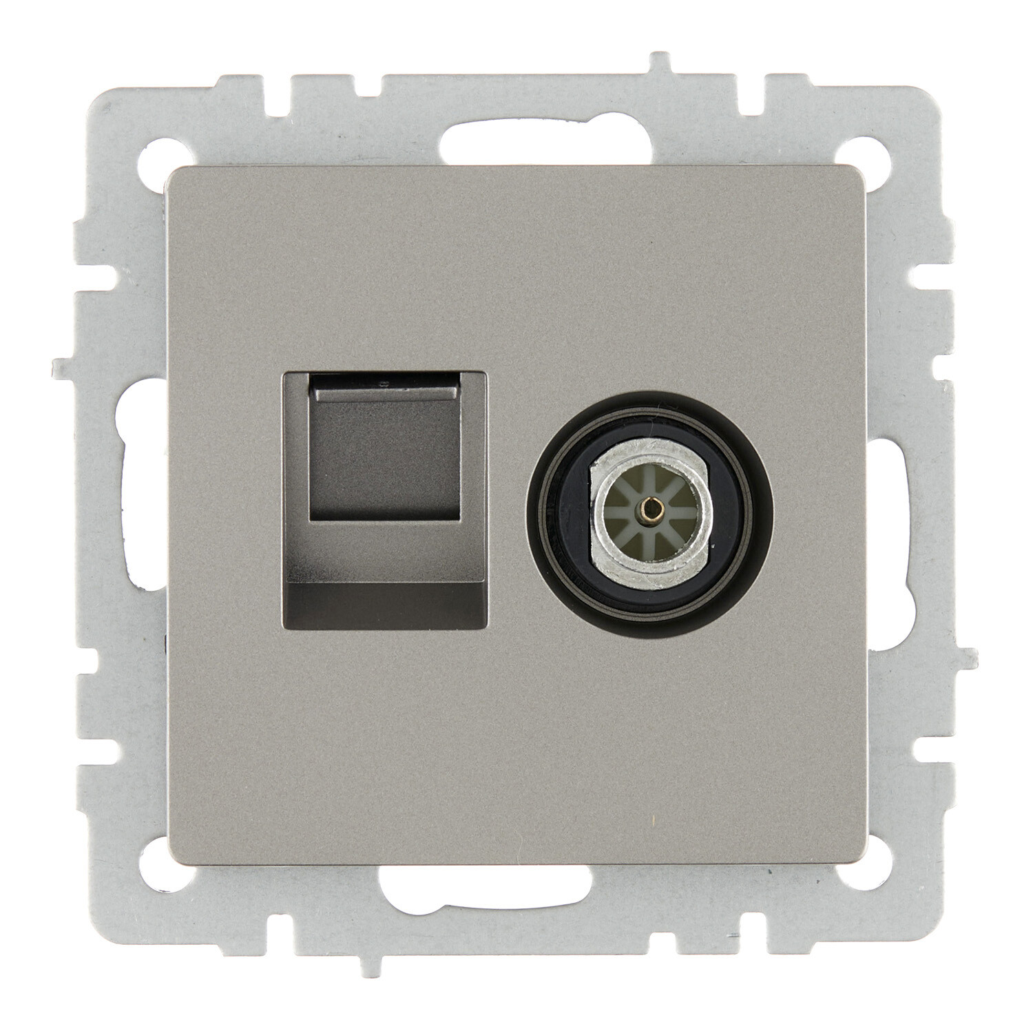 Изображение товара Розетка телевизионная и компьютерная IEK Brite встроенная сталь IP20