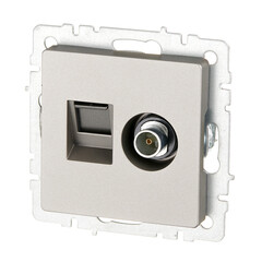 Розетка телевизионная/ компьютерная IEK Brite РТВ-РК12-БрС встраиваемая сталь (BR-AK20-1-K46) - фото 4