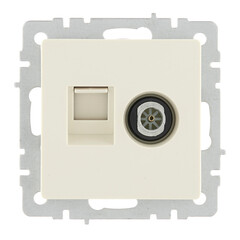 Розетка телевизионная/ компьютерная IEK Brite РТВ-РК12-БрКр встраиваемая бежевая (BR-AK20-1-K10) - фото 1