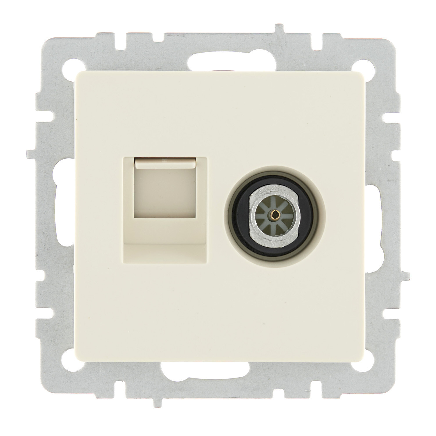 

Розетка телевизионная/ компьютерная IEK Brite РТВ-РК12-БрКр встраиваемая бежевая (BR-AK20-1-K10), Бежевый