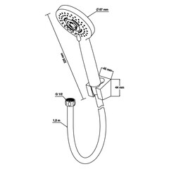 Душевой комплект Pura Latuno с лейкой с держателем сталь (L80072SS) - фото 2