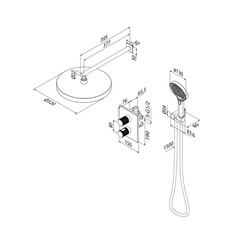 Душевая система Iddis Duna встраиваемая с верхним душем с лейкой графит матовый (DUNGM0Ti67) - фото 2
