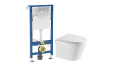 Комплект инсталляции Geberit Delta Doufix с унитазом Corsa Deco NX Tornado с кнопкой хром и сиденьем дюропласт микролифт