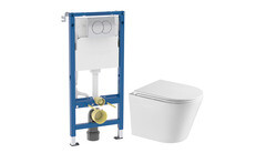 Комплект инсталляции Geberit Delta Doufix с унитазом Corsa Deco NX Tornado с кнопкой хром и сиденьем дюропласт микролифт - фото 1