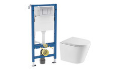 Изображение товара Комплект инсталляции Geberit Delta Duofix с унитазом Corsa Deco NX Tornado с кнопкой хром и сиденьем дюропласт микролифт