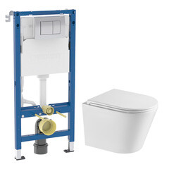 Комплект инсталляции Geberit Delta Doufix с унитазом Corsa Deco NX Tornado с кнопкой хром и сиденьем дюропласт микролифт