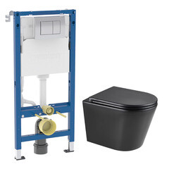 Комплект инсталляции Geberit Delta Doufix с унитазом Corsa Deco NX Tornado с кнопкой хром и сиденьем дюропласт микролифт