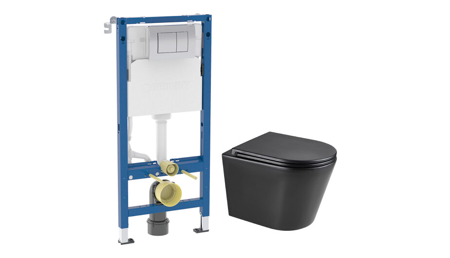 Комплект инсталляции Geberit Delta Doufix с унитазом Corsa Deco NX Tornado с кнопкой хром и сиденьем дюропласт микролифт