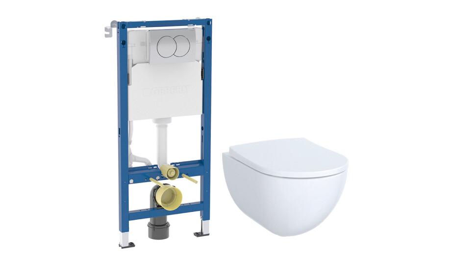 Изображение товара Комплект инсталляции Geberit Delta Duofix с унитазом Pravelo Acanto Rimfree