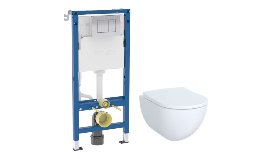 Изображение товара Комплект инсталляции Geberit Delta Duofix с унитазом Pravelo Acanto Rimfree