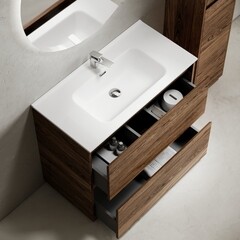 Тумба под раковину Sancos Libra Floor 90 см напольная дуб чарльстон (LB90FECH) - фото 6