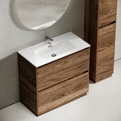 Тумба под раковину Sancos Libra Floor 90 см напольная дуб чарльстон (LB90FECH) - фото 5