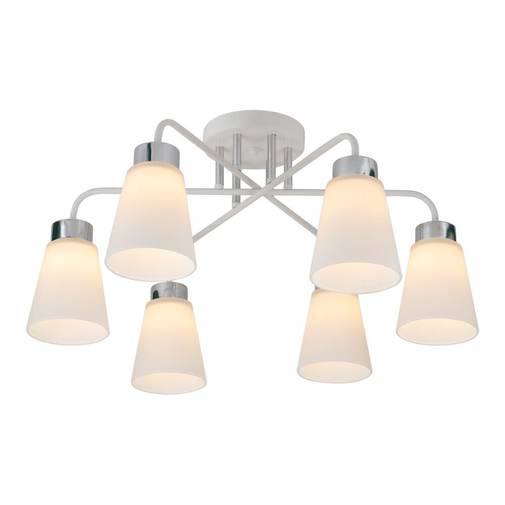 

Люстра потолочная Schaffner Fattore E27 240 Вт 20 кв.м (4555-6 WH-CR)