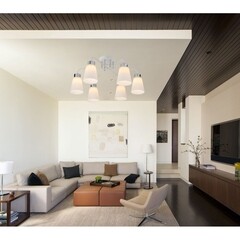 Люстра потолочная Schaffner Fattore E27 240 Вт 20 кв.м (4555-6 WH-CR) - фото 2