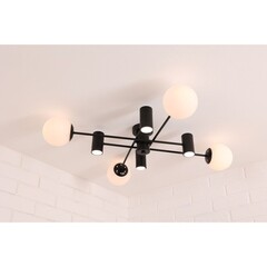 Люстра потолочная Schaffner Ollega E27 188 Вт 22 кв.м (9140-4-4 BK) - фото 7