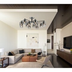 Люстра потолочная Schaffner Risorse E27 480 Вт 30 кв.м (3520-12 CR-BK) - фото 3