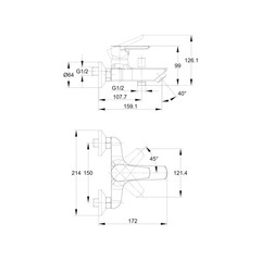 Смеситель для ванны Cersanit Vero хром однорычажный с коротким изливом без лейки (63061) - фото 2