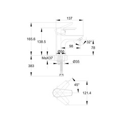 Смеситель для раковины Cersanit Vero однорычажный хром (63060) - фото 2