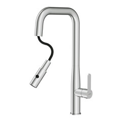 Смеситель для кухни Cersanit Oliva хром с высоким изливом с вытяжной лейкой однорычажный (69011) - фото 3