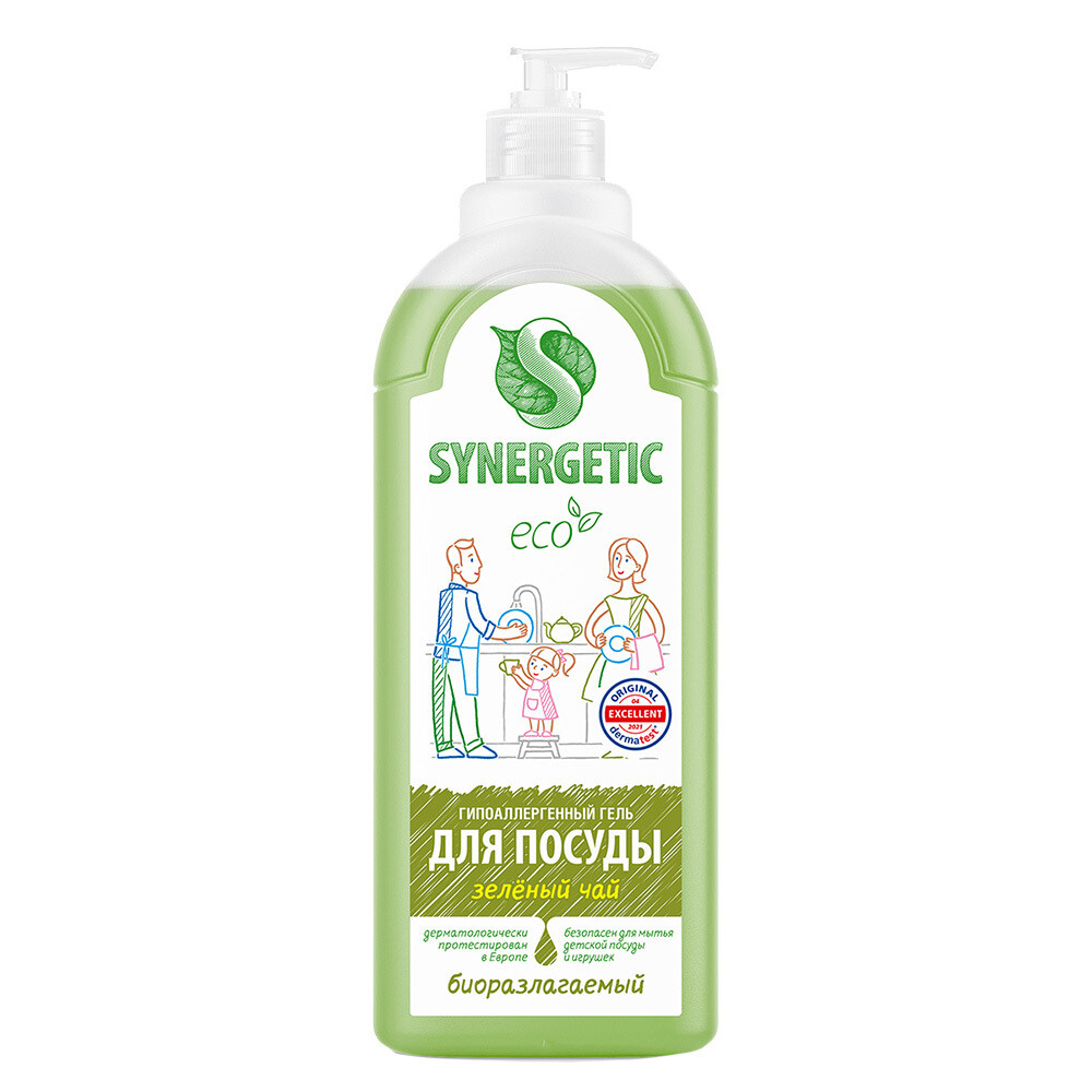 Изображение товара Synergetic Средство для мытья посуды зеленый чай 1 л биоразлагаемый гипоаллергенный