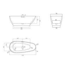 Ванна из искусственного камня Abber Dortmund 170х75 см отдельностоящая с ножками (AM9911G) - фото 2
