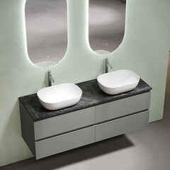 Столешница под раковину 140х46х2,1 см серая Sancos Black Sky (TT140A1X) - фото 6