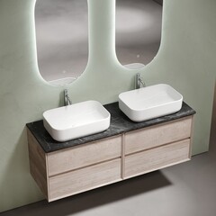 Столешница под раковину 140х46х2,1 см серая Sancos Black Sky (TT140A1X) - фото 2