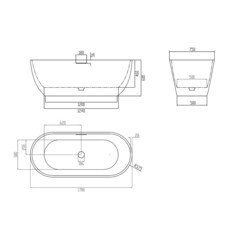 Ванна из искусственного камня Abber Frankfurt 170х75 см отдельностоящая с ножками (AM9941) - фото 2