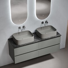 Столешница под раковину 140х46х2,1 см серая Sancos Black Sky (TT140A1) - фото 12