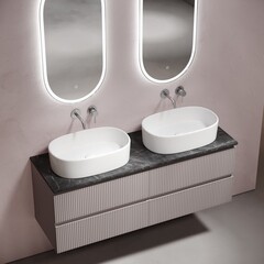 Столешница под раковину 140х46х2,1 см серая Sancos Black Sky (TT140A1) - фото 10