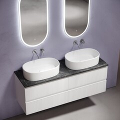 Столешница под раковину 140х46х2,1 см серая Sancos Black Sky (TT140A1) - фото 9