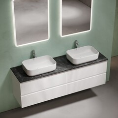 Столешница под раковину 160х46х2,1 см серая Sancos Black Sky (TT160A1X) - фото 5