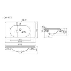 Раковина для тумбы Ceramicanova Sabo 100 см (CN13003MB) - фото 2