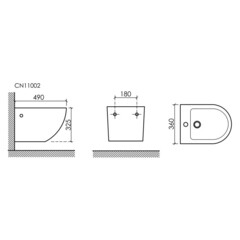 Биде Ceramicanova Uno подвесное (CN11002MB) - фото 2