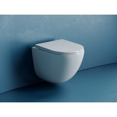 Унитаз подвесной Ceramicanova Vogue безободковый белый с сиденьем дюропласт микролифт смыв торнадо (CN4008T) - фото 8