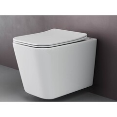 Унитаз подвесной Ceramicanova Cubic безободковый белый с сиденьем дюропласт микролифт (CN1806) - фото 8