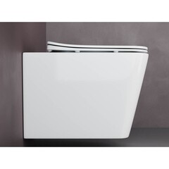 Унитаз подвесной Ceramicanova Cubic безободковый белый с сиденьем дюропласт микролифт (CN1806) - фото 5