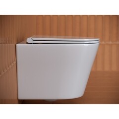 Унитаз подвесной Ceramicanova Forma безободковый белый с сиденьем дюропласт микролифт (CN3011) - фото 9