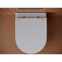 Унитаз подвесной Ceramicanova Forma безободковый белый с сиденьем дюропласт микролифт (CN3011) - фото 8