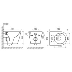 Унитаз подвесной Ceramicanova Forma безободковый белый с сиденьем дюропласт микролифт (CN3011) - фото 5