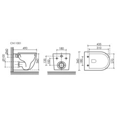 Унитаз подвесной Ceramicanova Uno безободковый черный матовый с сиденьем дюропласт микролифт (CN11001MB) - фото 2